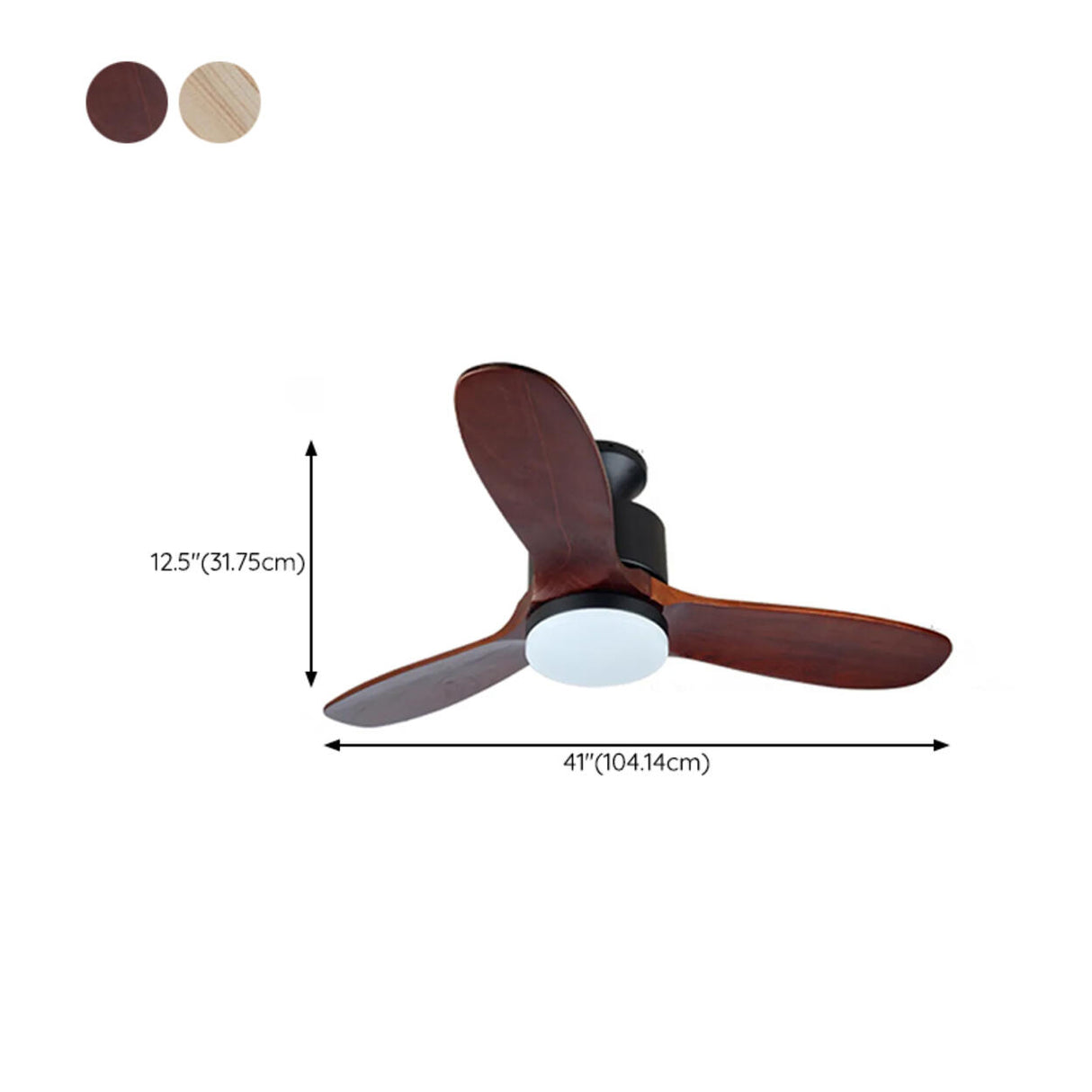 Minimalist 3-Blade Wooden Ceiling Fan with LED Light Image - 17