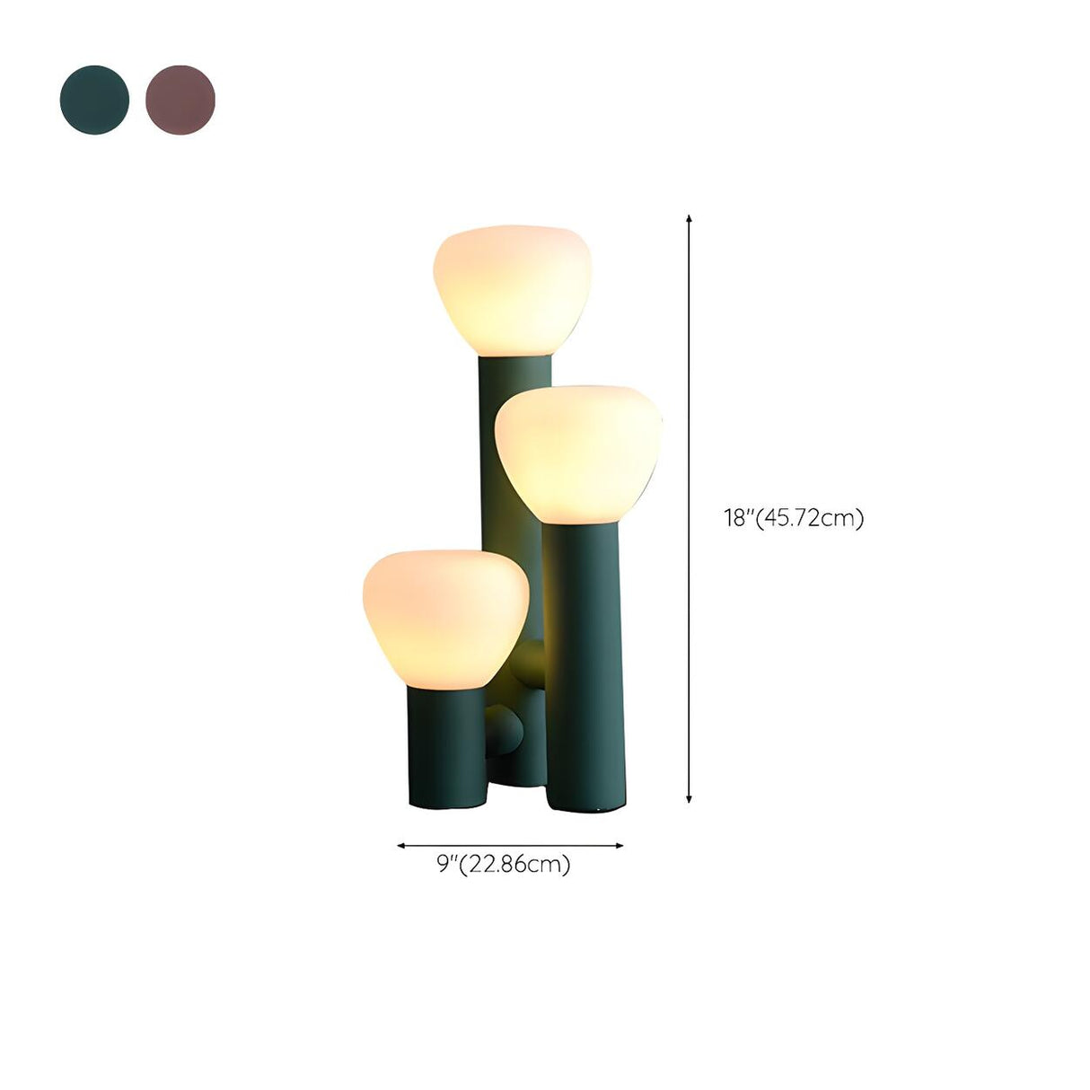 Minimalist 3-Light Glass Shades Brown Metal Table Lamp