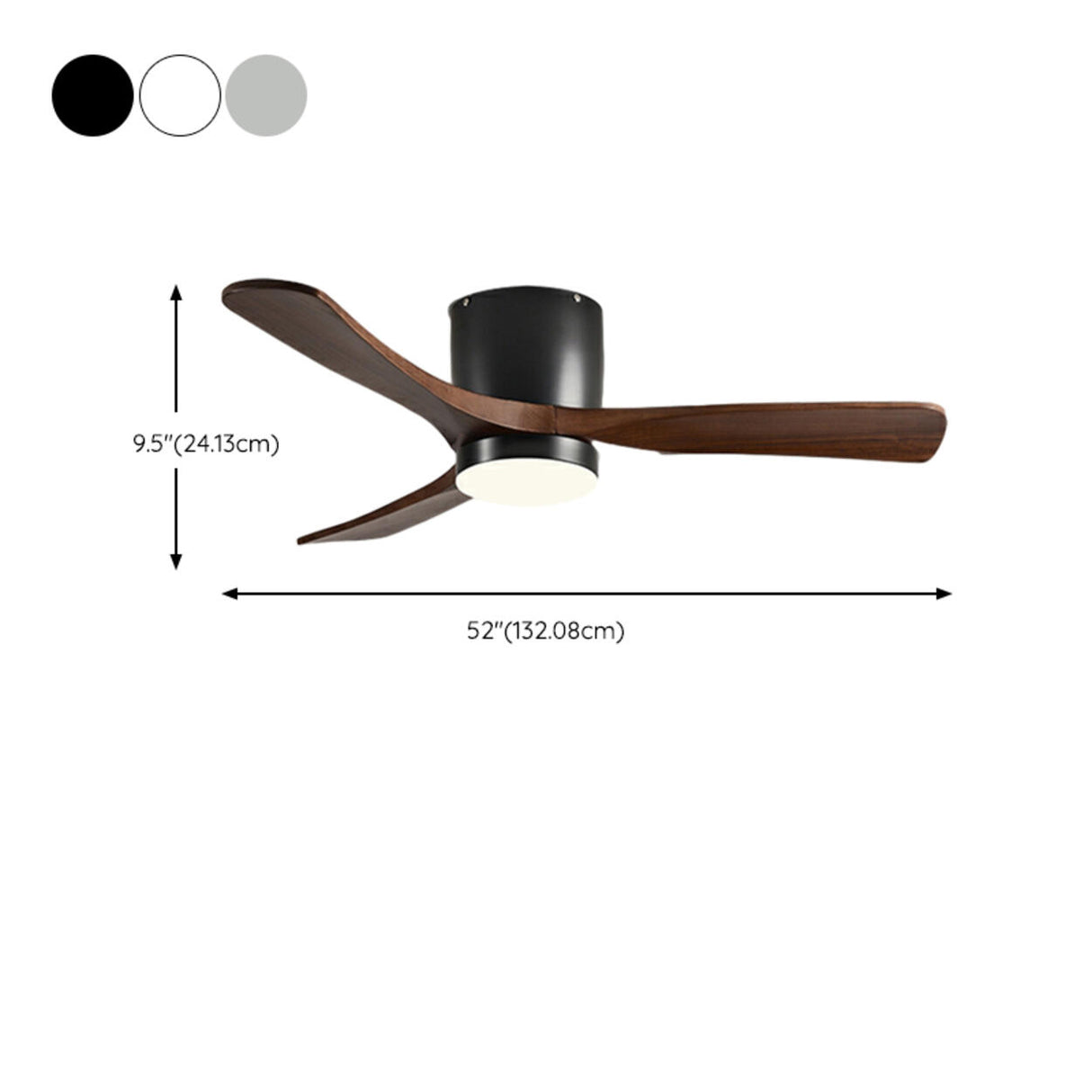 Minimalist 3 Solid Wood Blade LED Ceiling Fan Light Image - 12