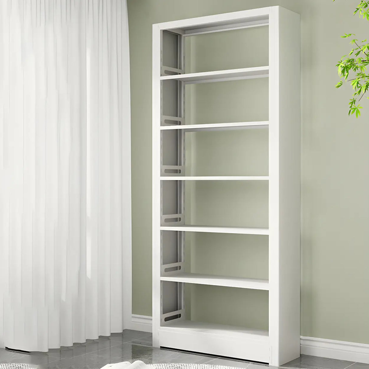 Minimalist 6-Tier Steel Rectangular Standard Bookcase Image - 13