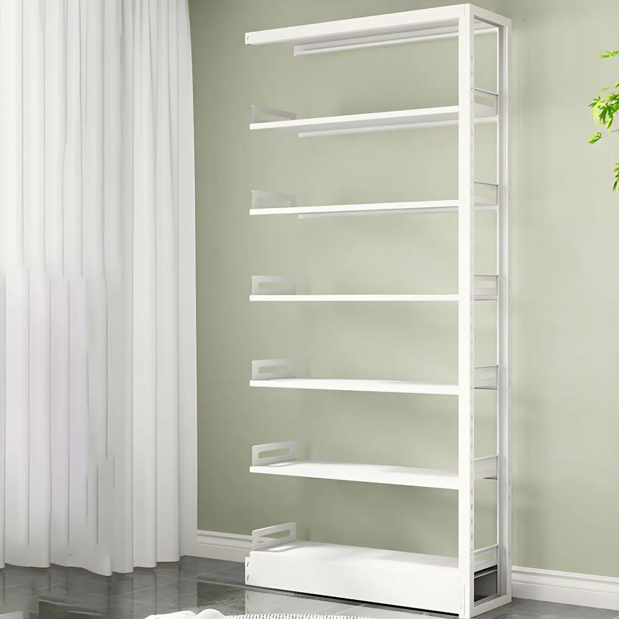 Minimalist 6-Tier Steel Rectangular Standard Bookcase Image - 19