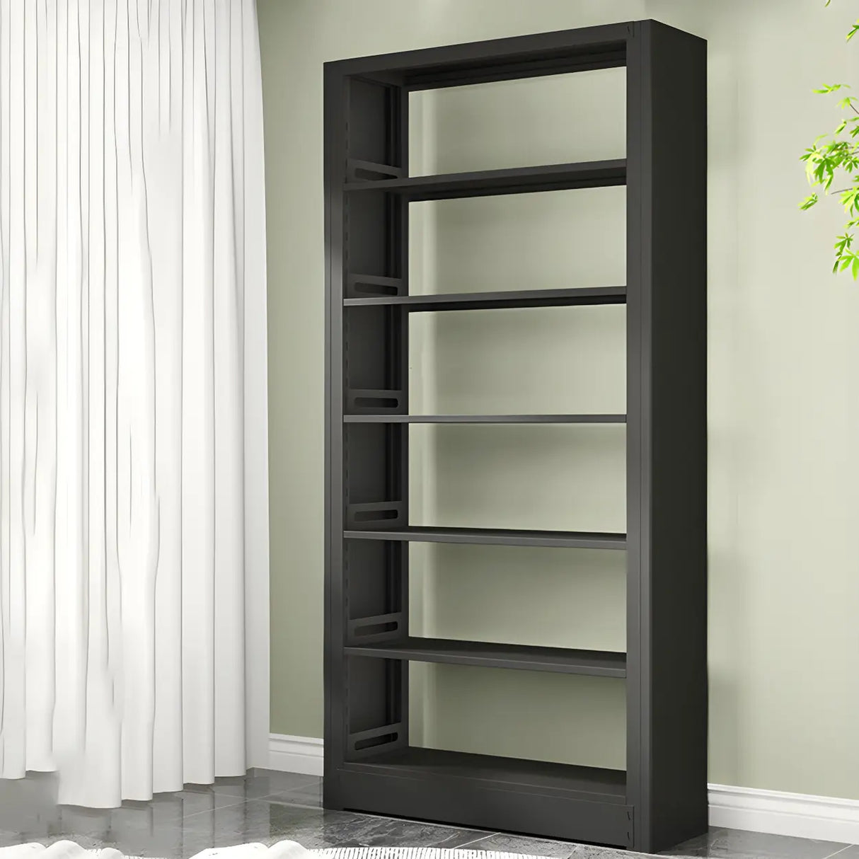 Minimalist 6-Tier Steel Rectangular Standard Bookcase Image - 21