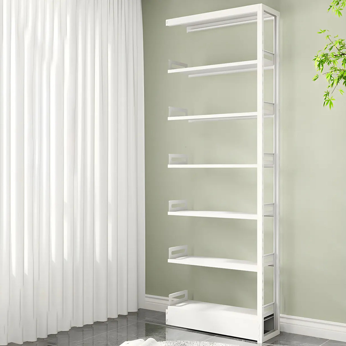 Minimalist 6-Tier Steel Rectangular Standard Bookcase Image - 2