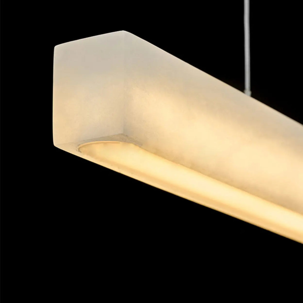 Minimalist Alabaster Linear Pendant Light Kitchen Island Image - 9