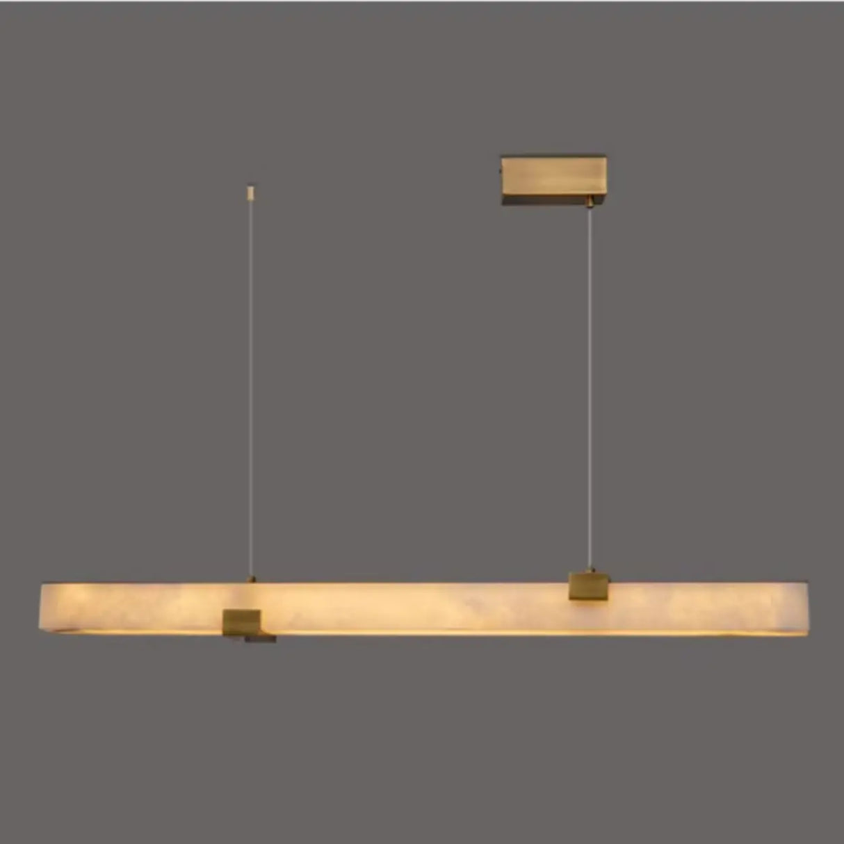 Minimalist Alabaster Slim Linear Pendant Island Light Image - 3