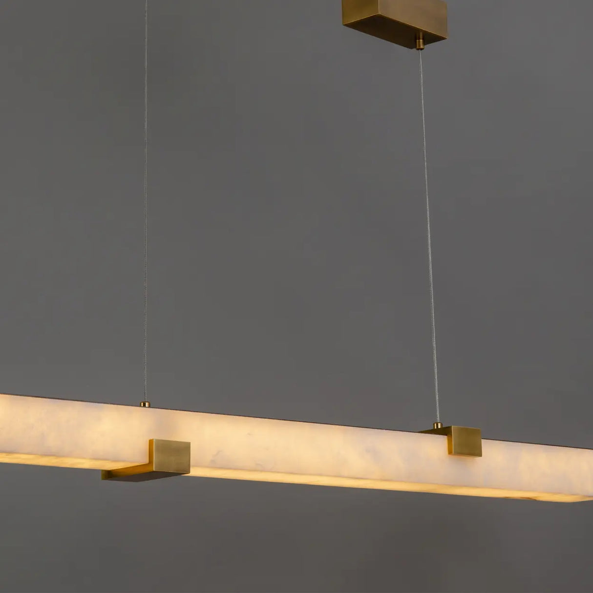 Minimalist Alabaster Slim Linear Pendant Island Light Image - 5