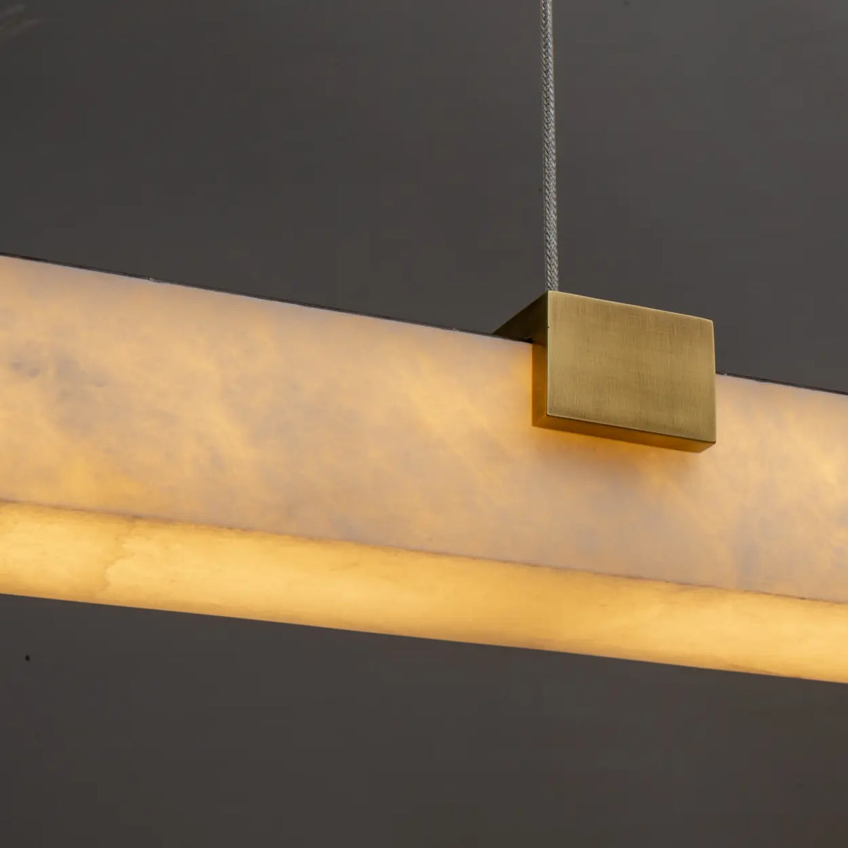 Minimalist Alabaster Slim Linear Pendant Island Light Image - 7