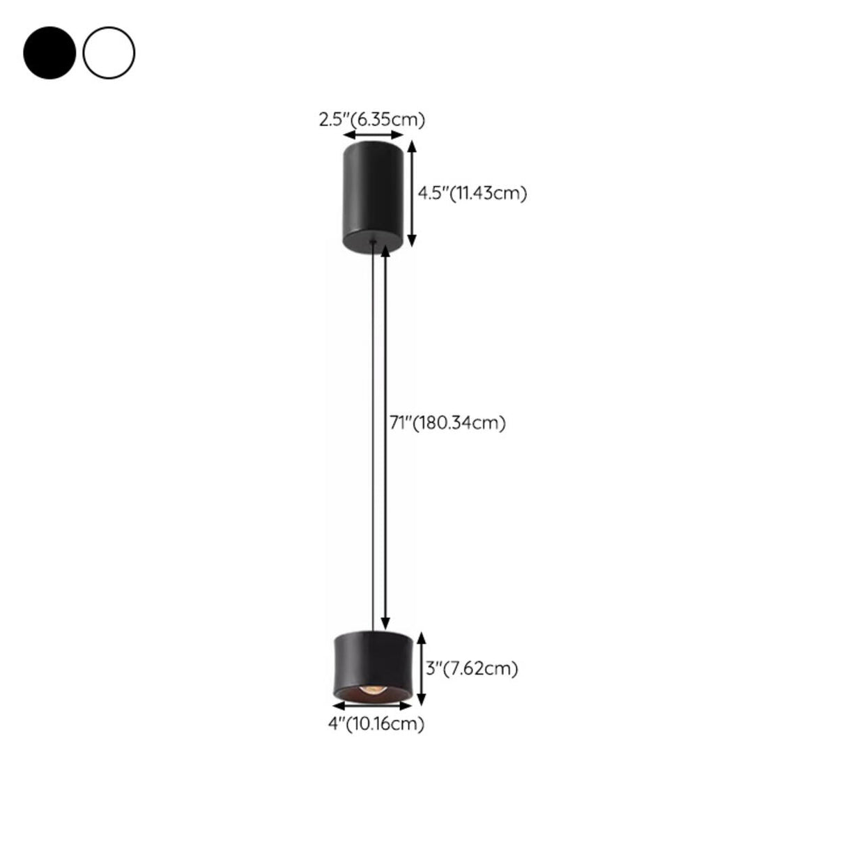 Minimalist Aluminum Black Cylinder Pendant Light