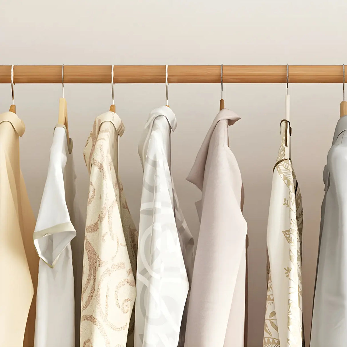 Minimalist Bamboo Brown Storage Garment Rack with Shelves Image - 18