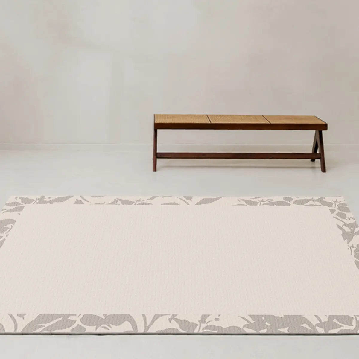 Minimalist Beige Rectangular Skid-Resistant Area Rug Image - 1