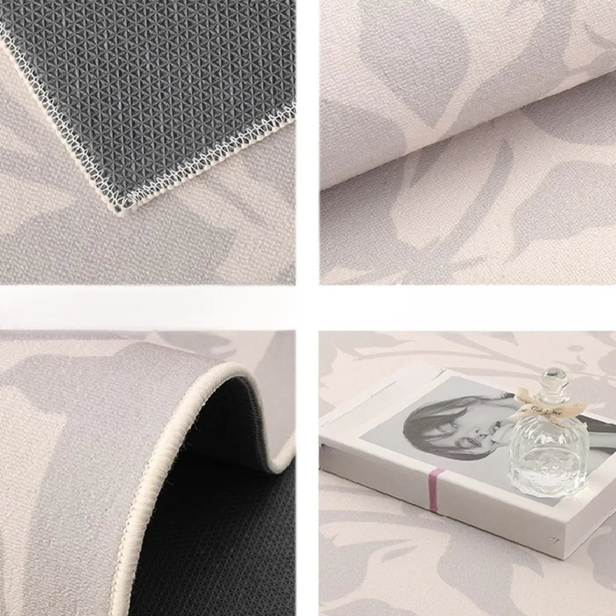 Minimalist Beige Rectangular Skid-Resistant Area Rug Image - 10