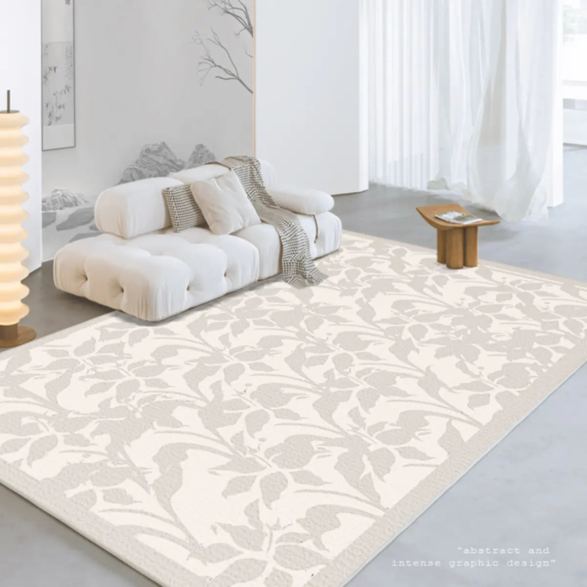 Minimalist Beige Rectangular Skid-Resistant Area Rug Image - 2