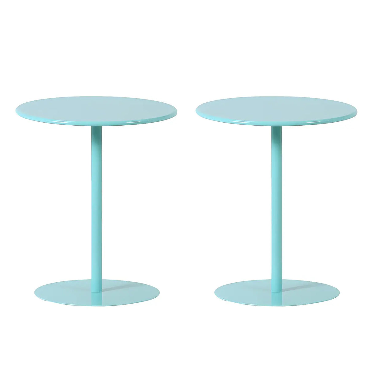 Minimalist Black Finish Round Metal Pedestal Side Table Image - 10