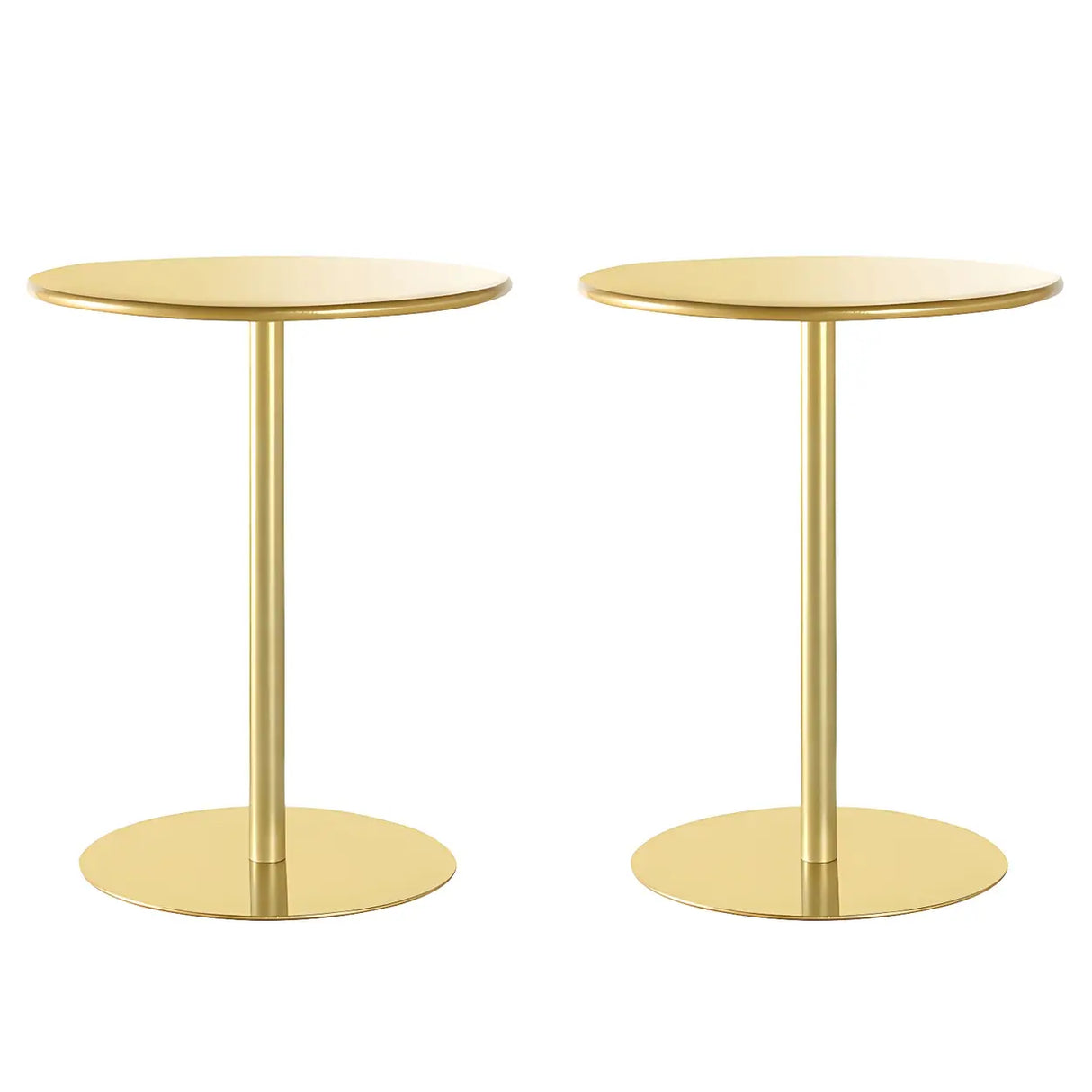 Minimalist Black Finish Round Metal Pedestal Side Table Image - 20