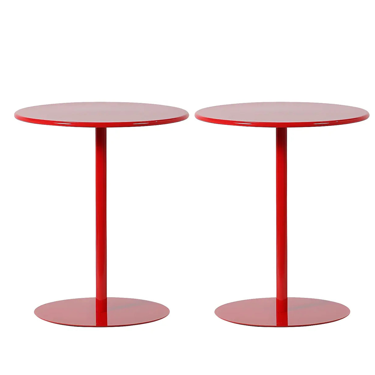Minimalist Black Finish Round Metal Pedestal Side Table Image - 9