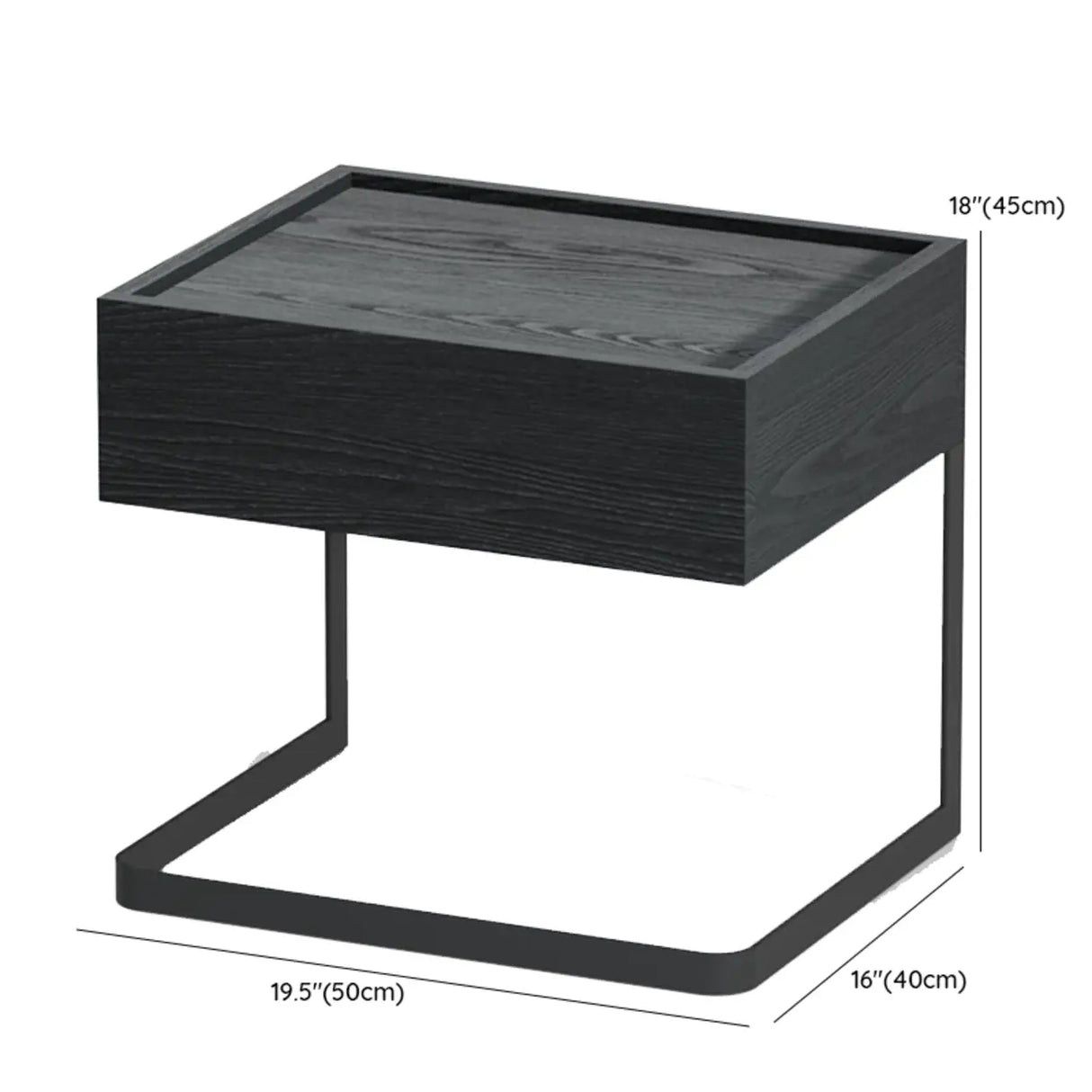Minimalist Black Iron and Wood Drawers Nightstand with Legs