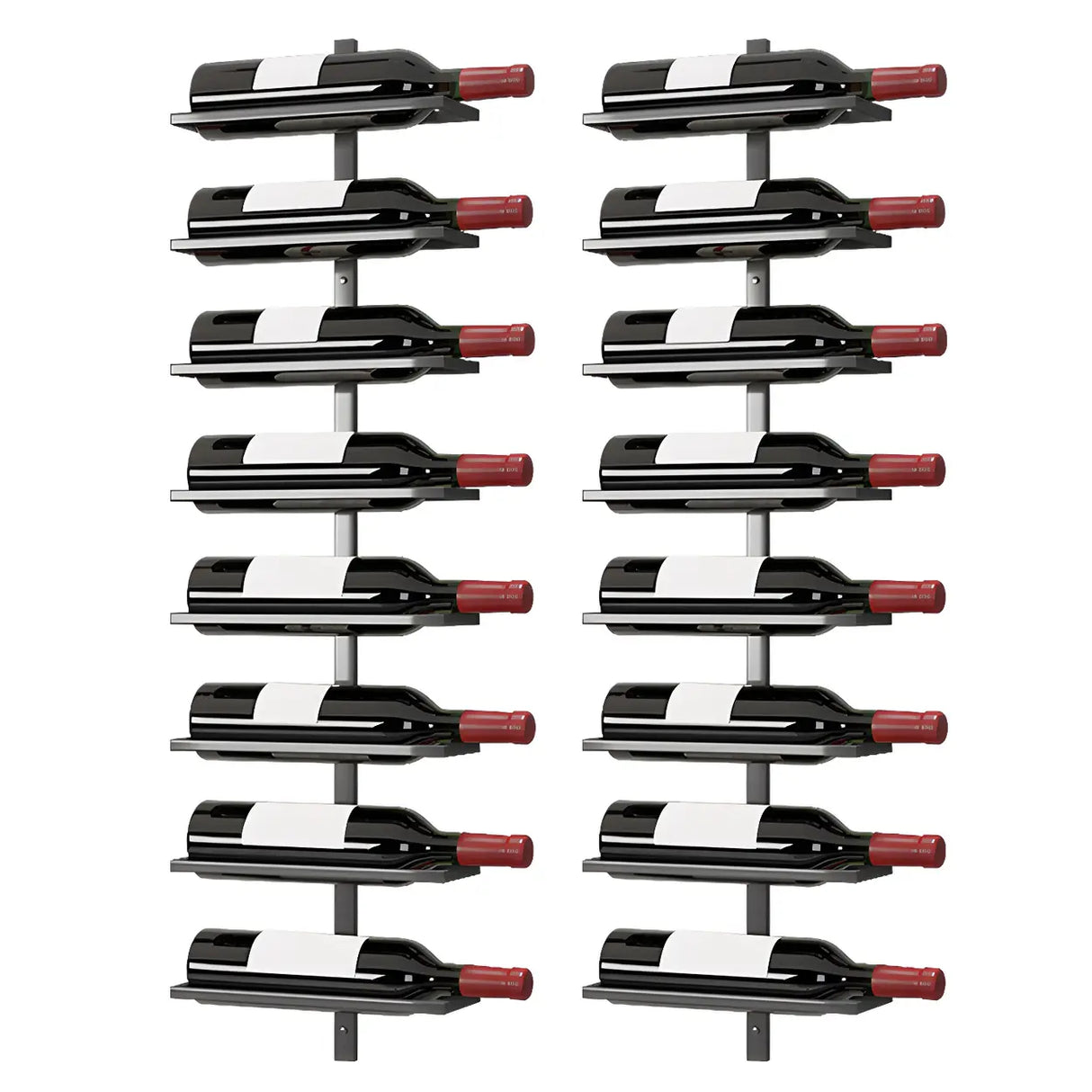 Minimalist Black Metal Floating Wall-Mounted Wine Rack Image - 13