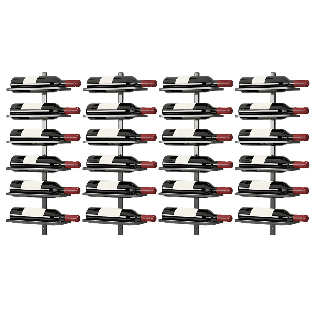 Minimalist Black Metal Floating Wall-Mounted Wine Rack Image - 17