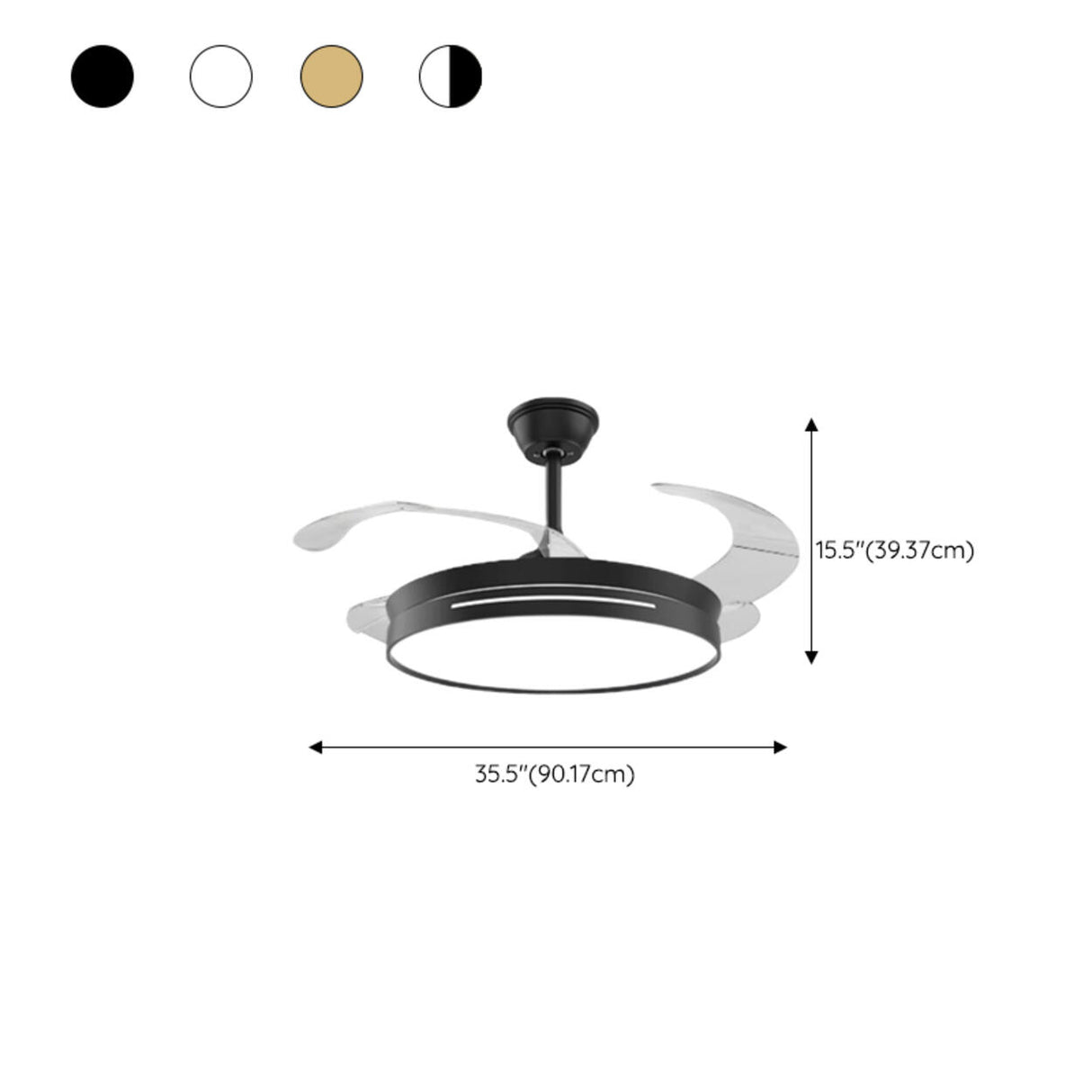 Minimalist Black Metal Flush Mount Light with Fan