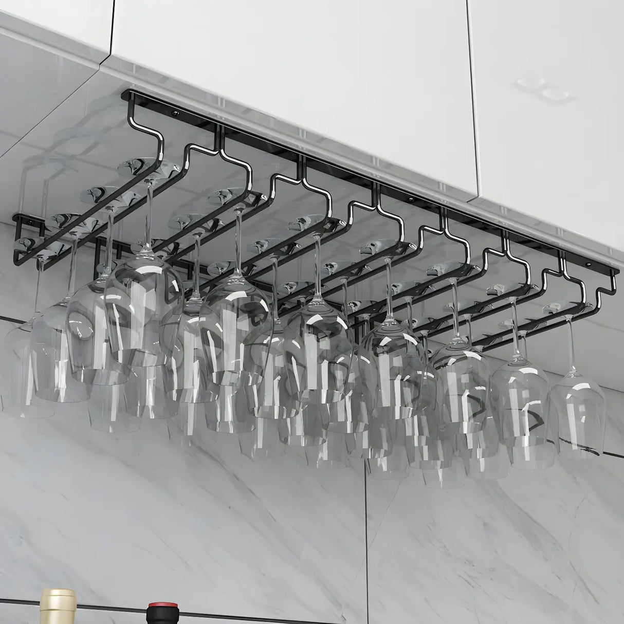 Minimalist Black Metal Hanging Wine Glass Rack Various Sizes Image - 45