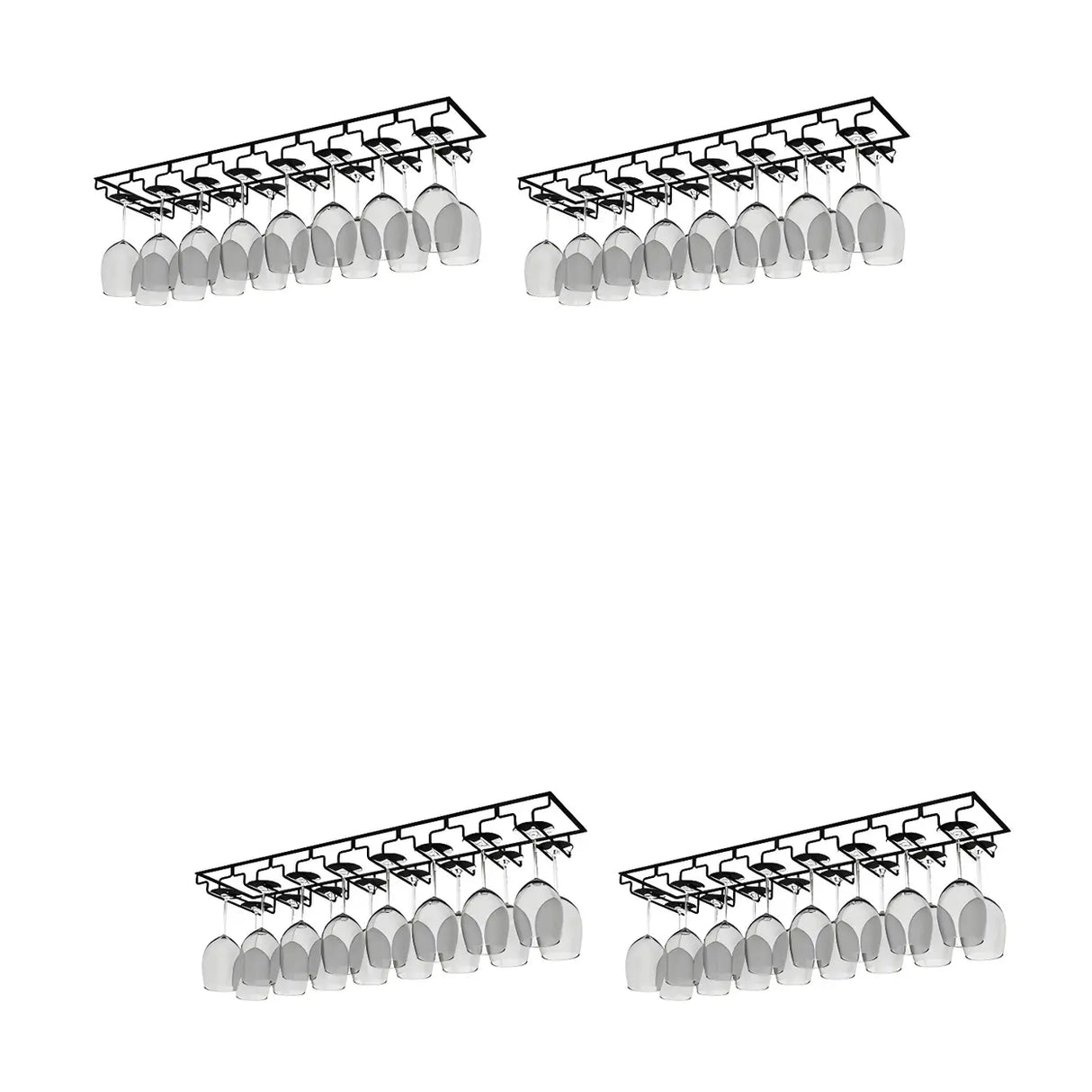 Minimalist Black Metal Hanging Wine Rack Stemware Holder Image - 3