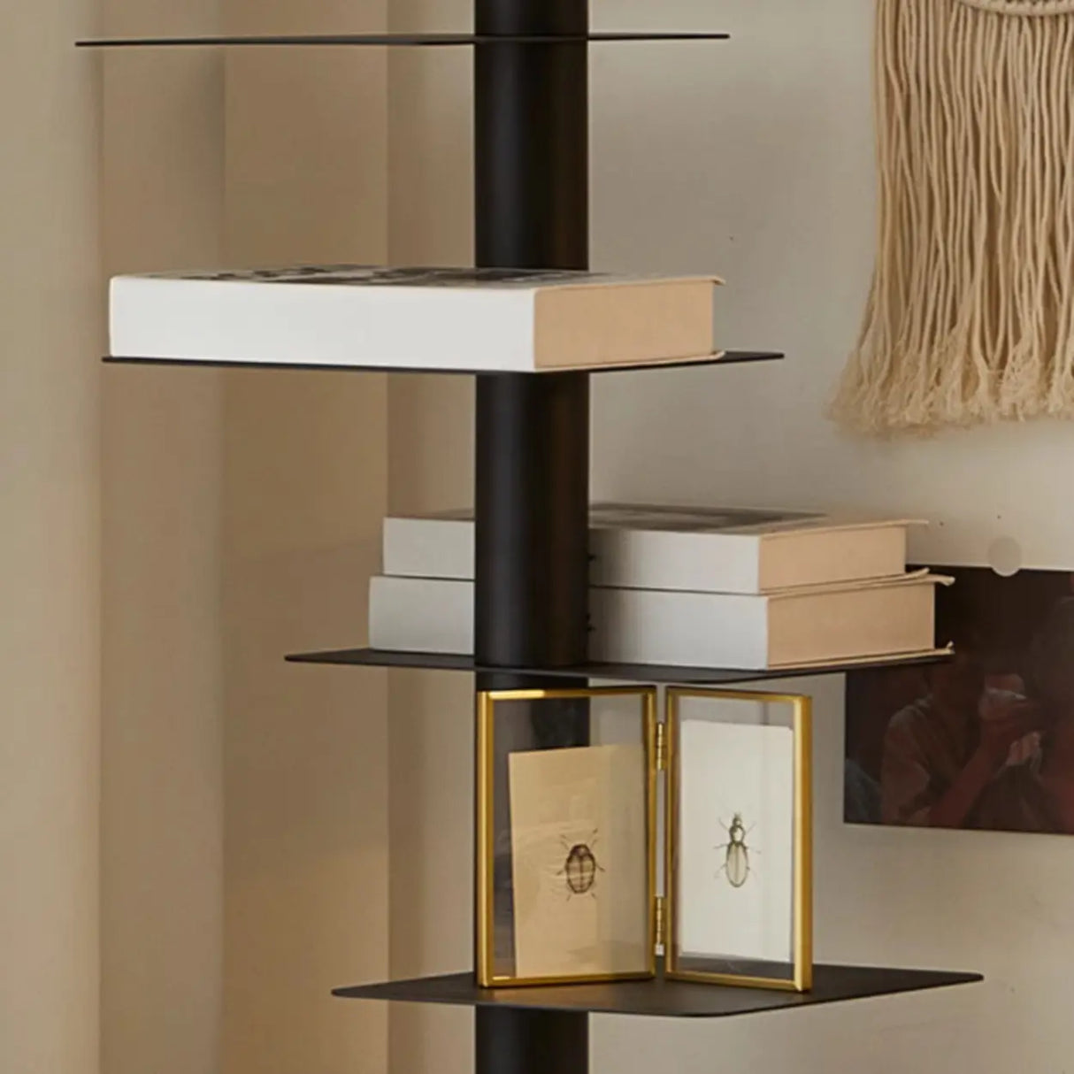Minimalist Black Metal Tall Spine Display Bookshelf Image - 5