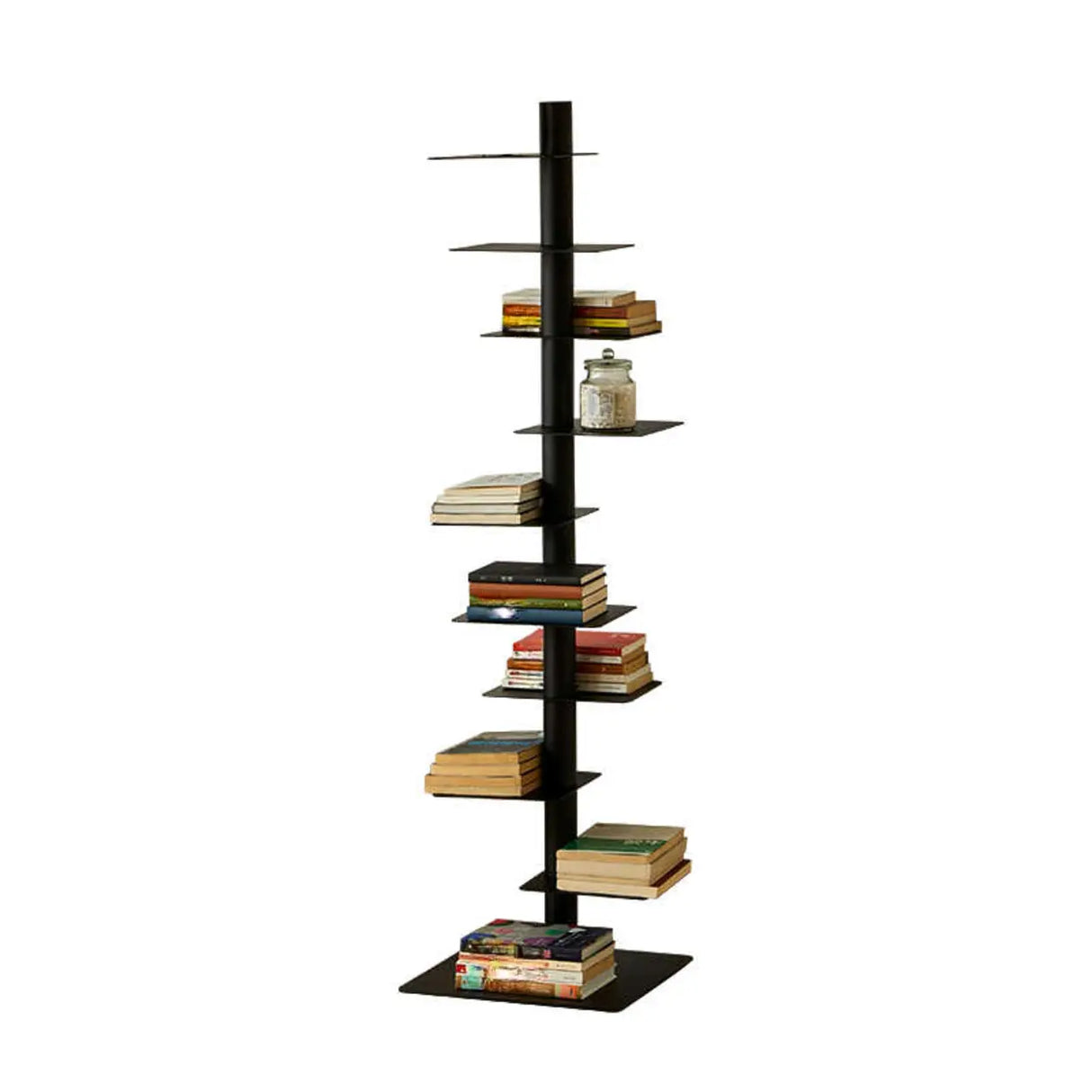 Minimalist Black Metal Tall Spine Display Bookshelf Image - 6