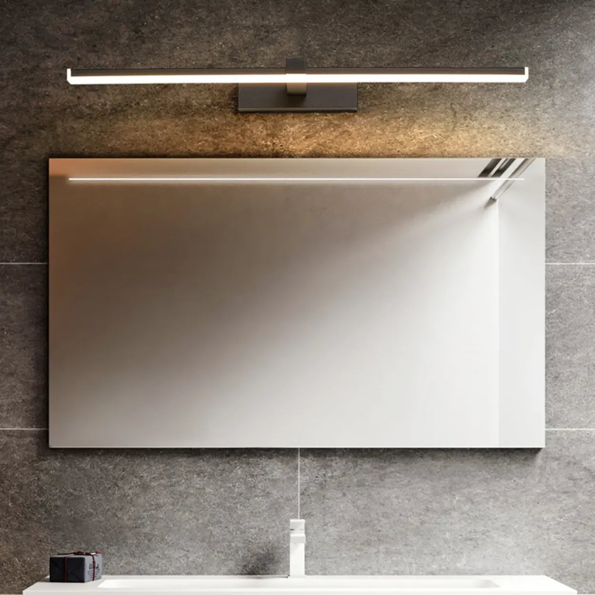 Minimalist Black Rectangular LED Vanity Light Image - 15