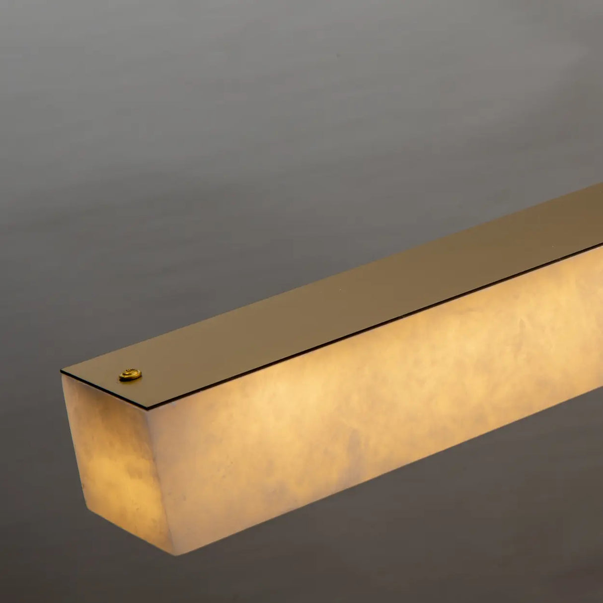 Minimalist Brass Slim Alabaster LED Linear Pendant Island Light Image - 6