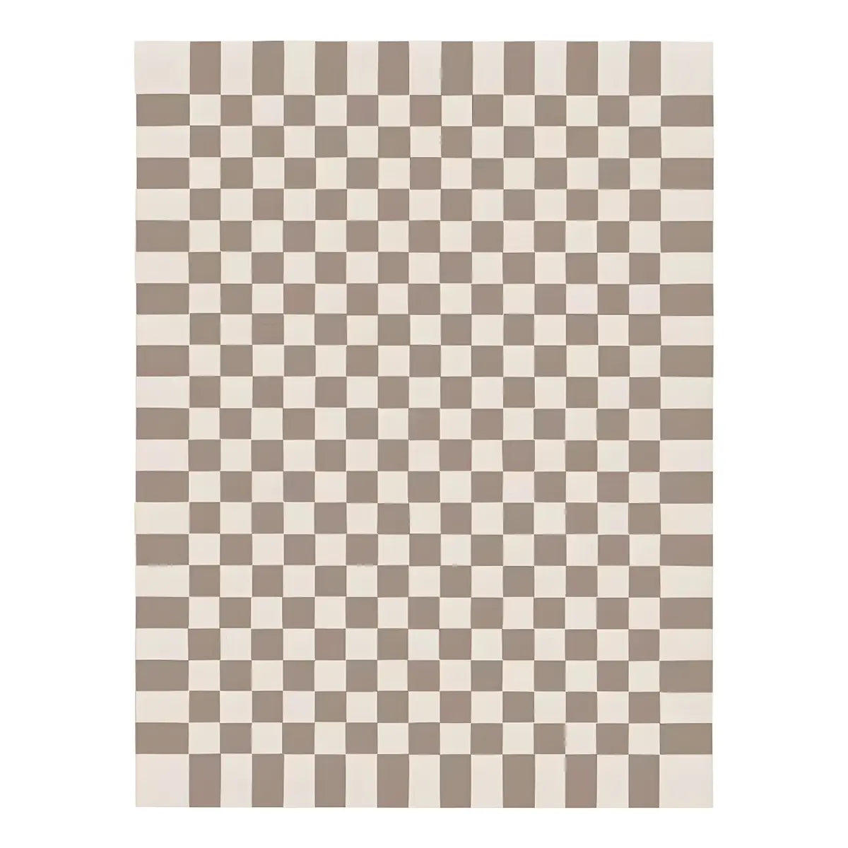 Minimalist Checkered Polyester Non-Slip Brown Area Rug Image - 5