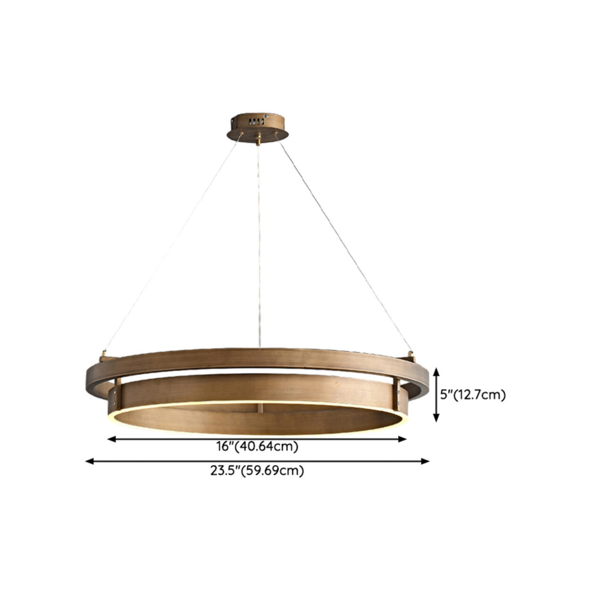 Minimalist Circle Brass LED Chandelier Adjustable Height