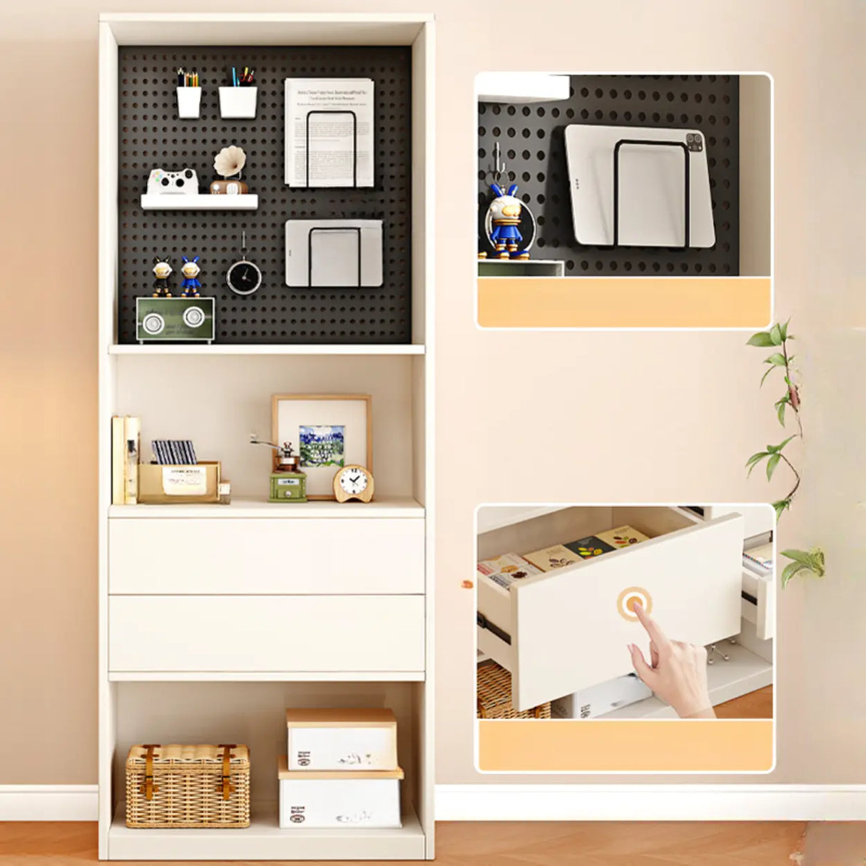 Minimalist Closed Back Vertical Storage Bookcase White Image - 10