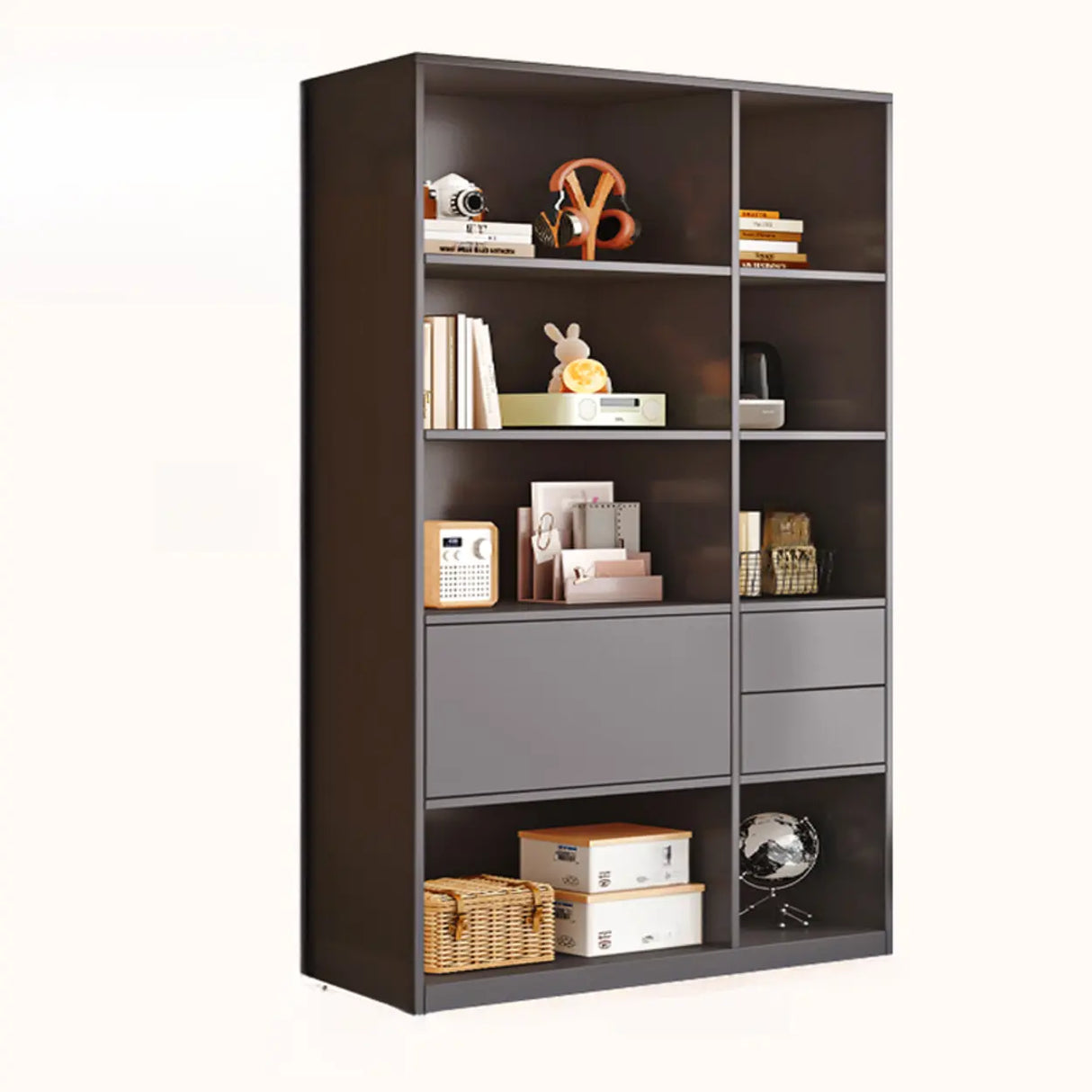 Minimalist Closed Back Vertical Storage Bookcase White Image - 11