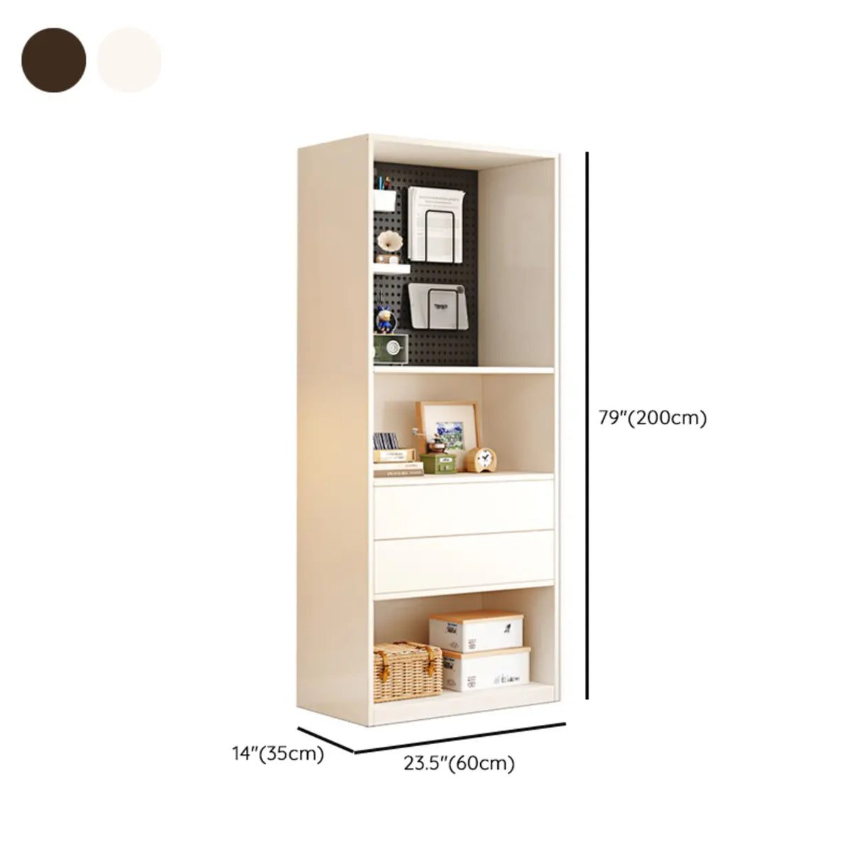 Minimalist Closed Back Vertical Storage Bookcase White Image - 13