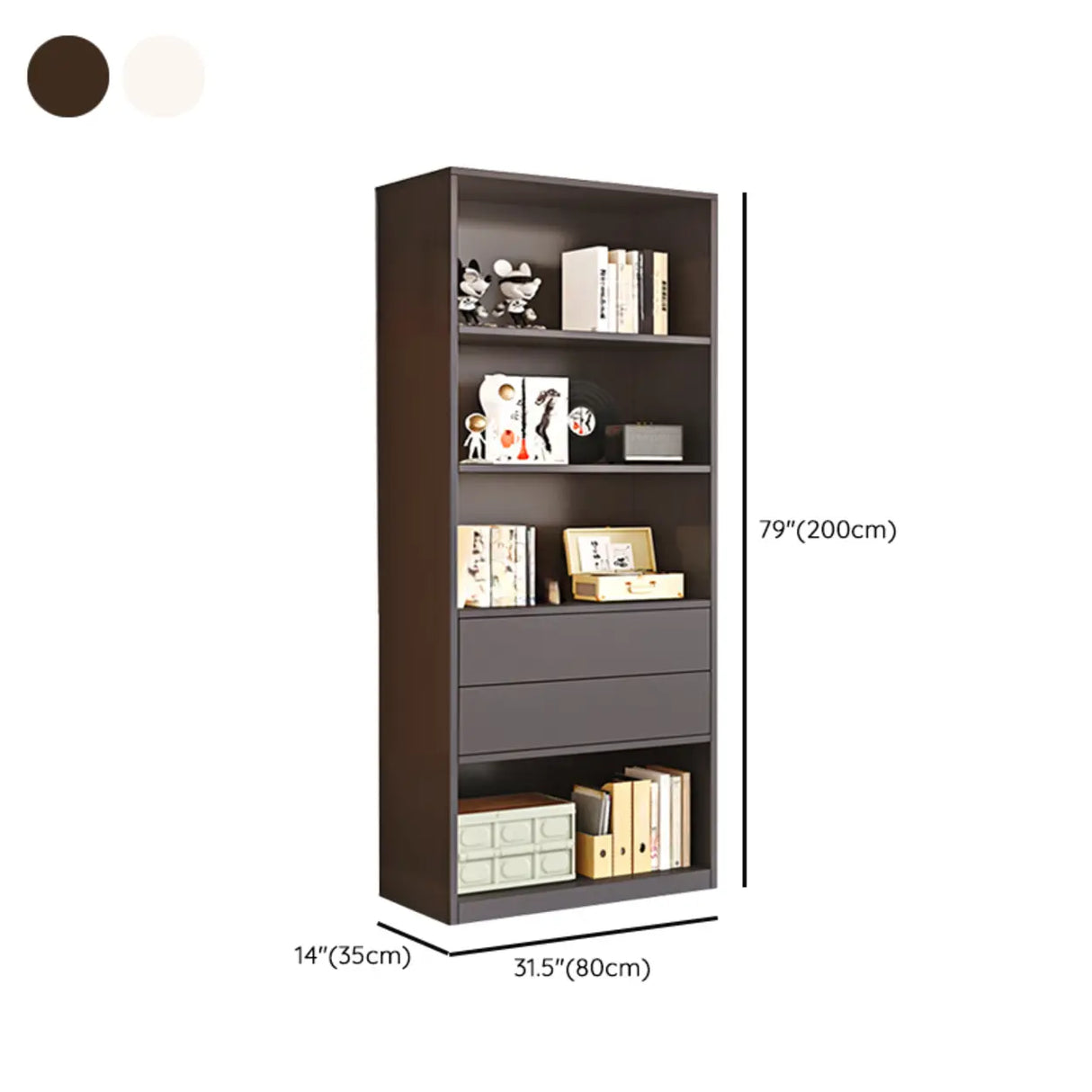Minimalist Closed Back Vertical Storage Bookcase White Image - 14
