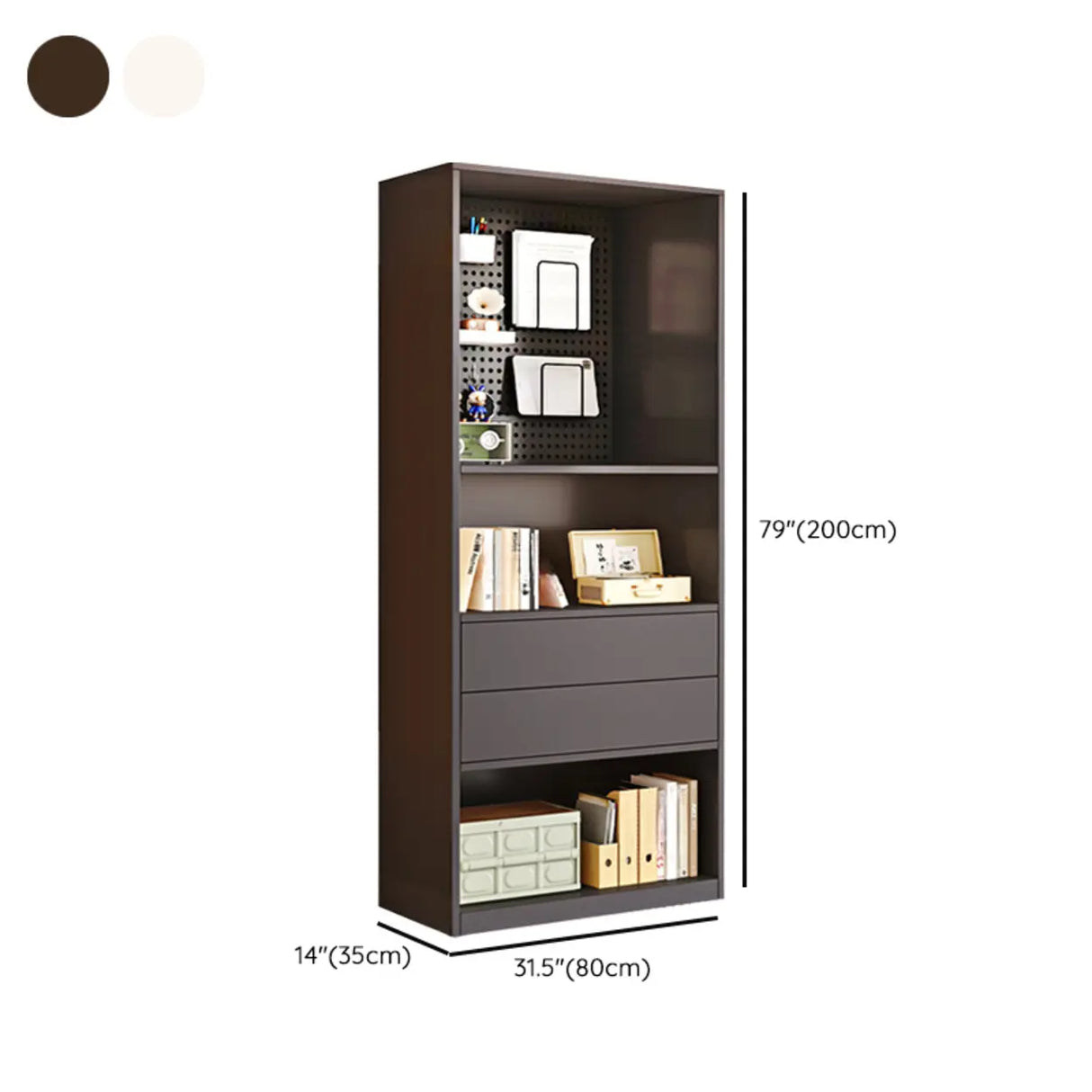 Minimalist Closed Back Vertical Storage Bookcase White Image - 15