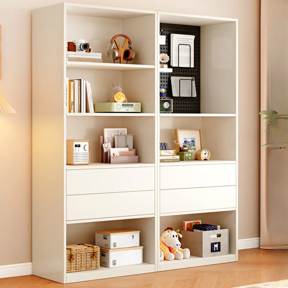 Minimalist Closed Back Vertical Storage Bookcase White Image - 1
