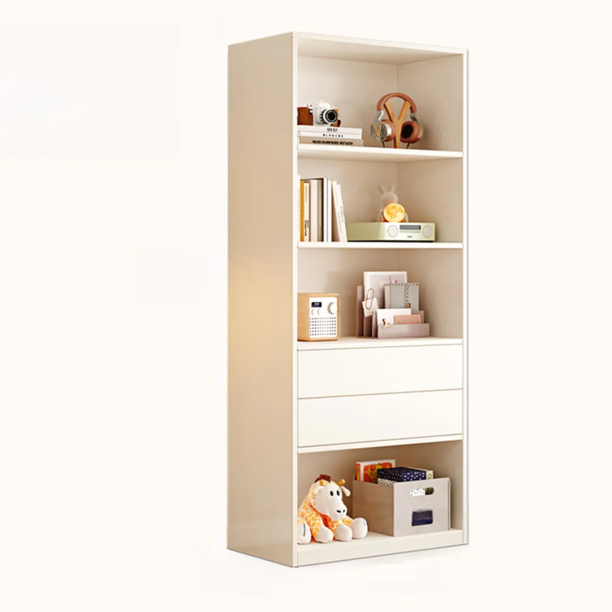Minimalist Closed Back Vertical Storage Bookcase White Image - 2
