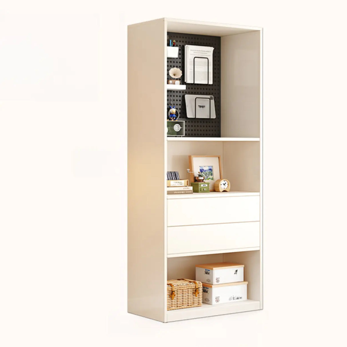 Minimalist Closed Back Vertical Storage Bookcase White Image - 3