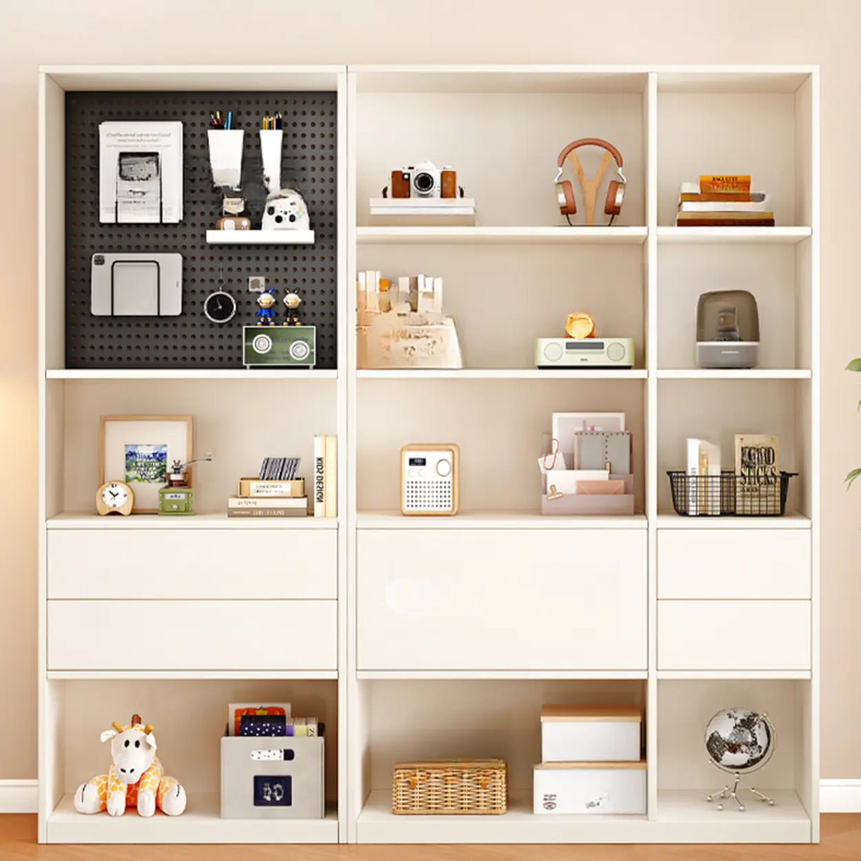 Minimalist Closed Back Vertical Storage Bookcase White Image - 4