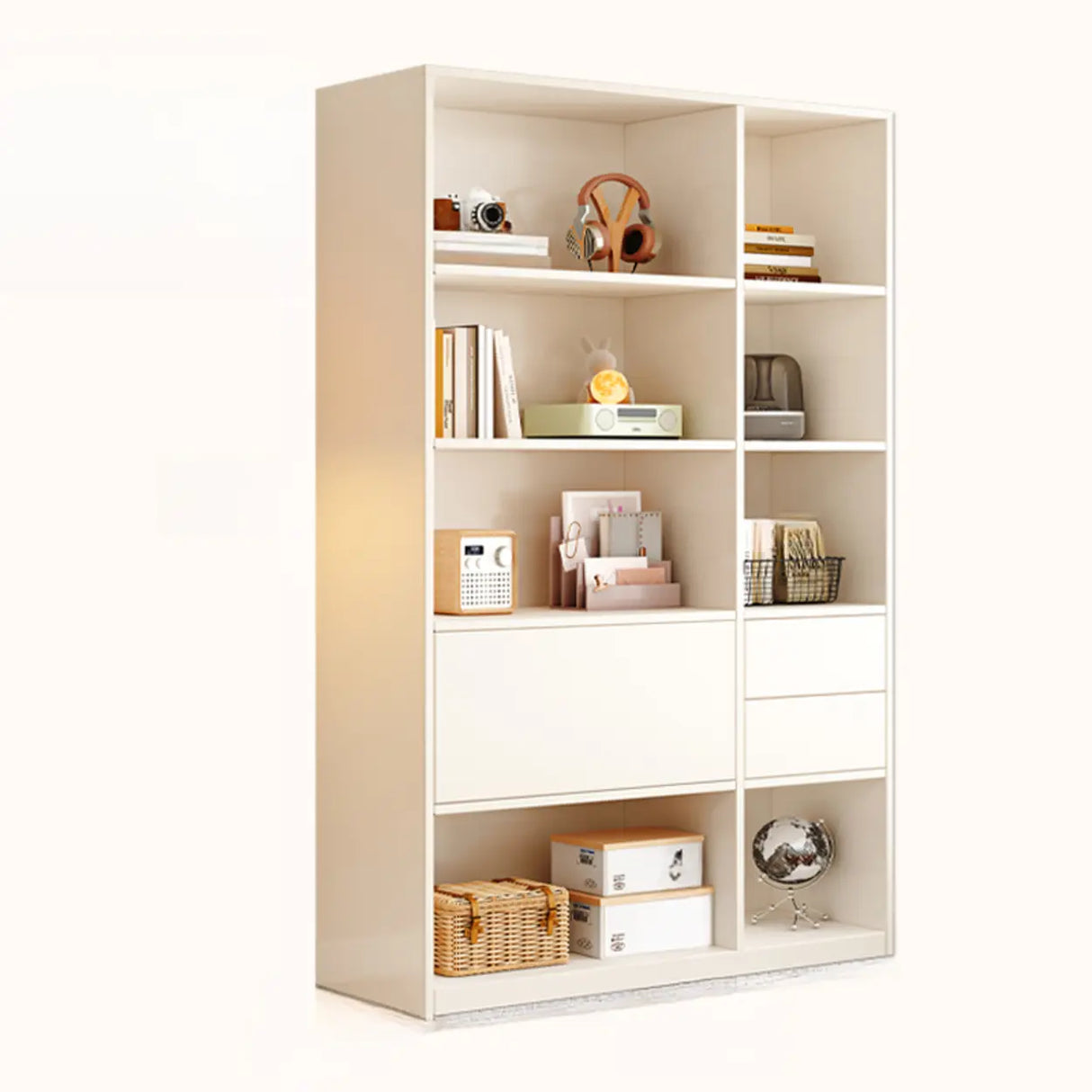 Minimalist Closed Back Vertical Storage Bookcase White Image - 5