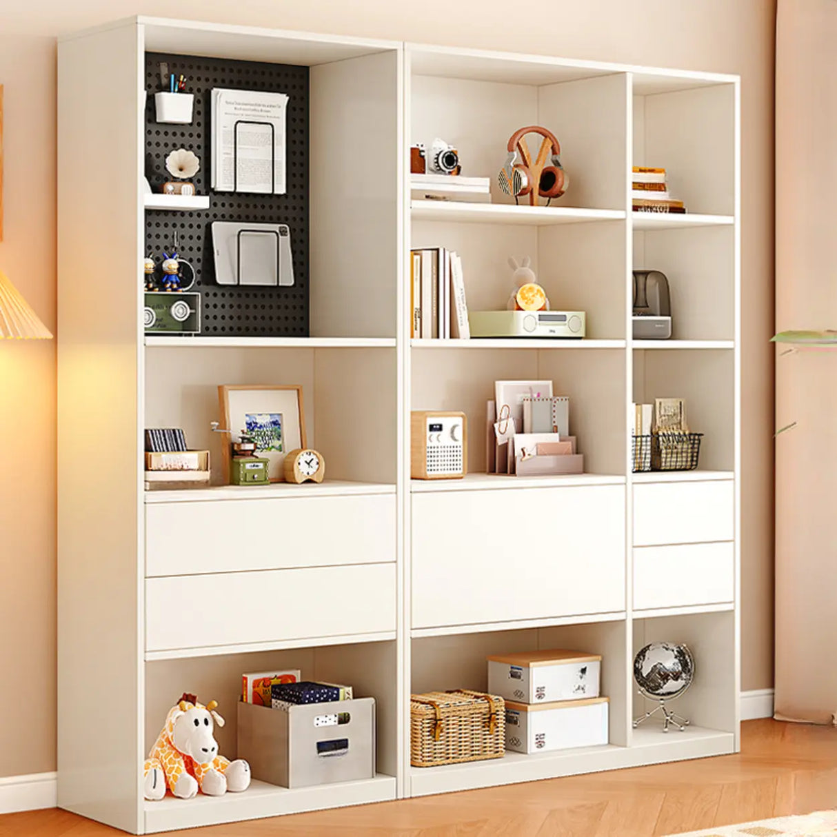 Minimalist Closed Back Vertical Storage Bookcase White Image - 6