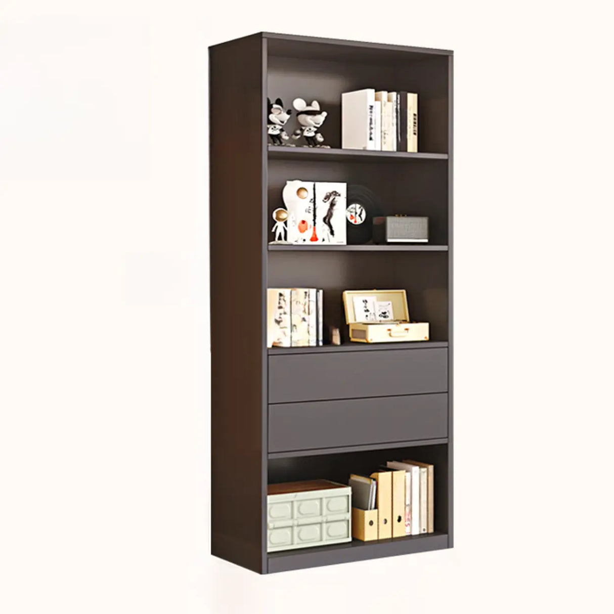 Minimalist Closed Back Vertical Storage Bookcase White Image - 7