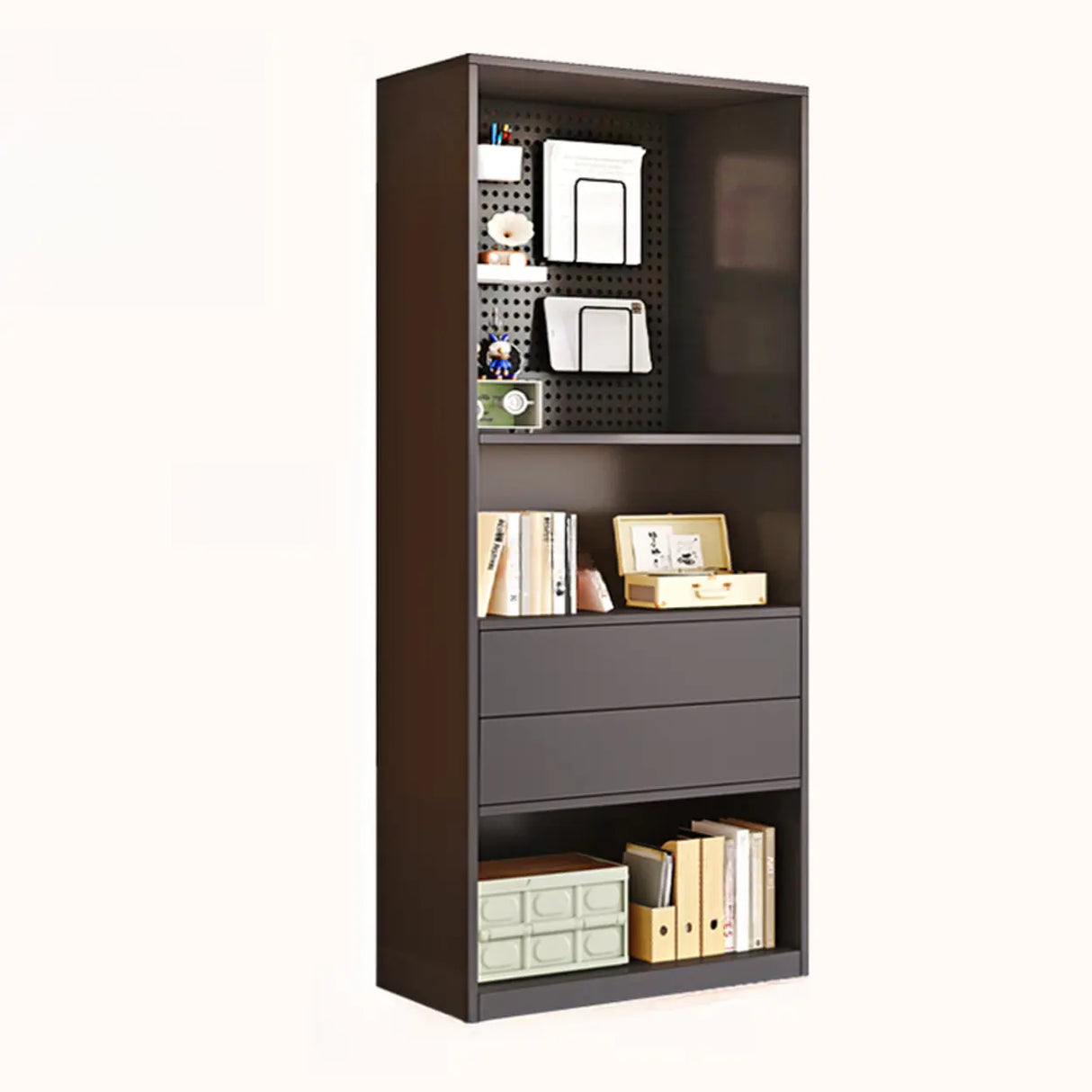 Minimalist Closed Back Vertical Storage Bookcase White Image - 9