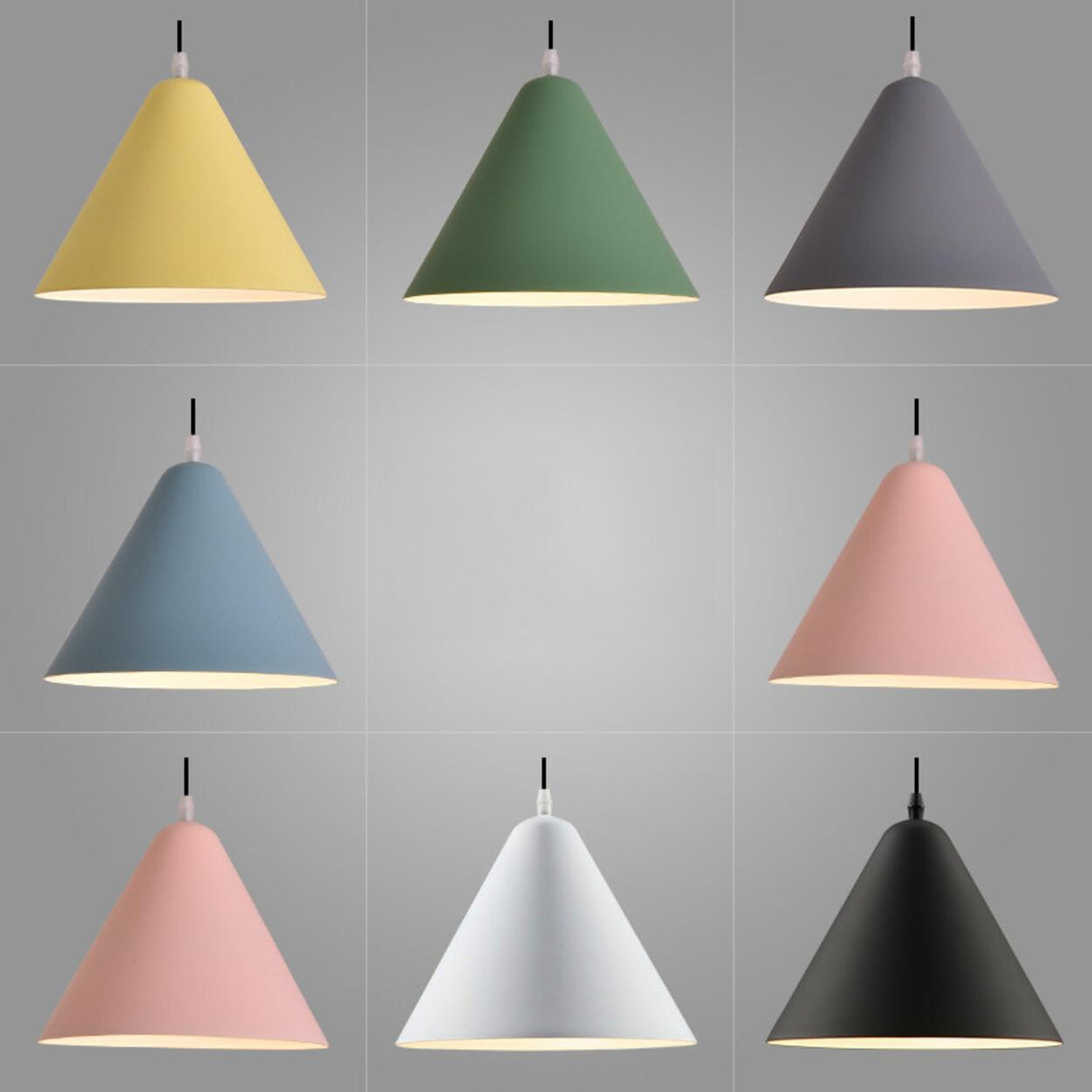 Minimalist Colorful Cone Aluminum Pendant Light Image - 20