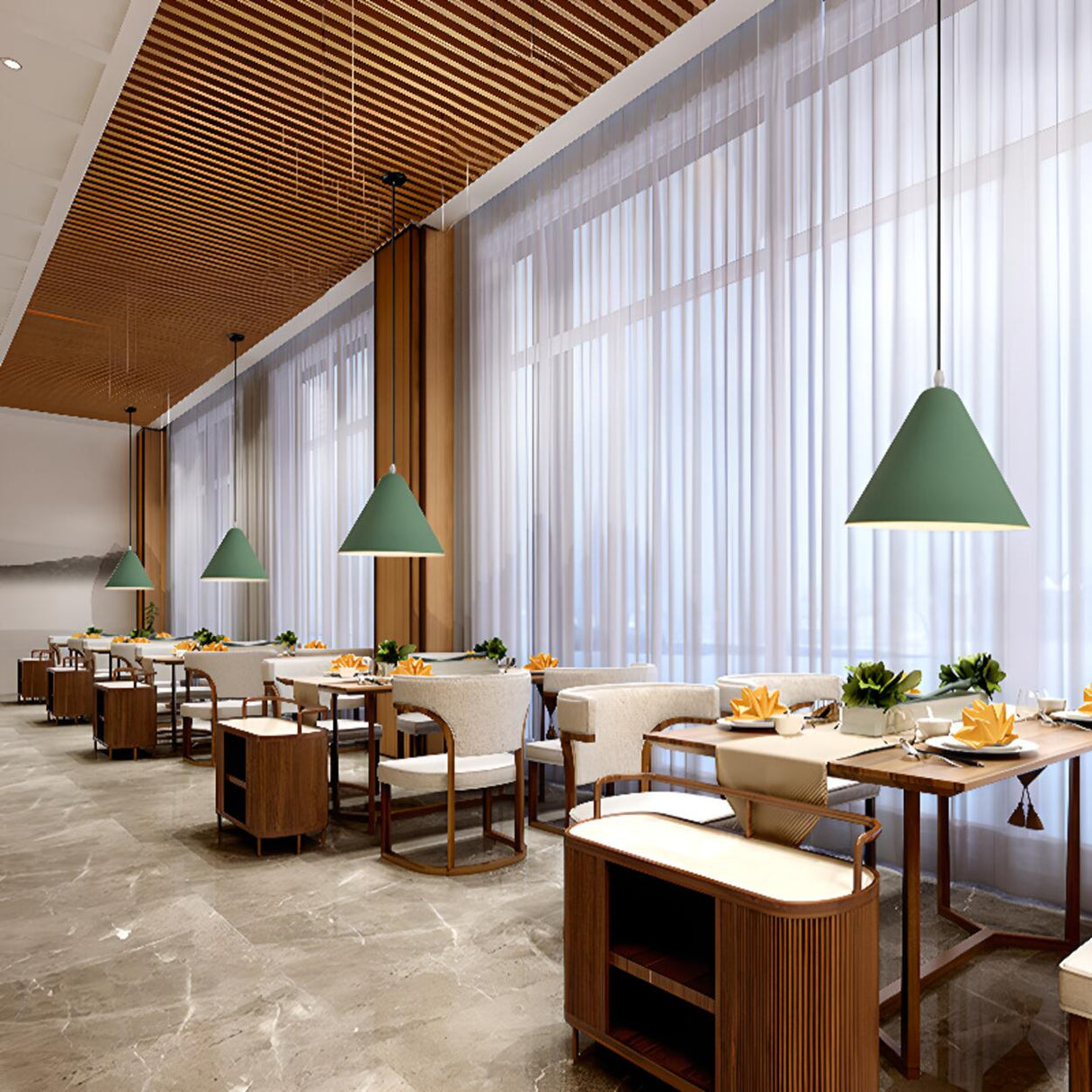 Minimalist Colorful Cone Aluminum Pendant Light Image - 3