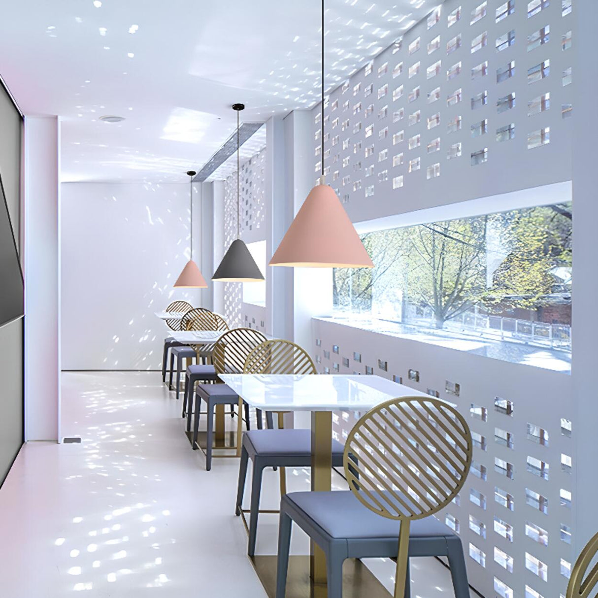 Minimalist Colorful Cone Aluminum Pendant Light Image - 4