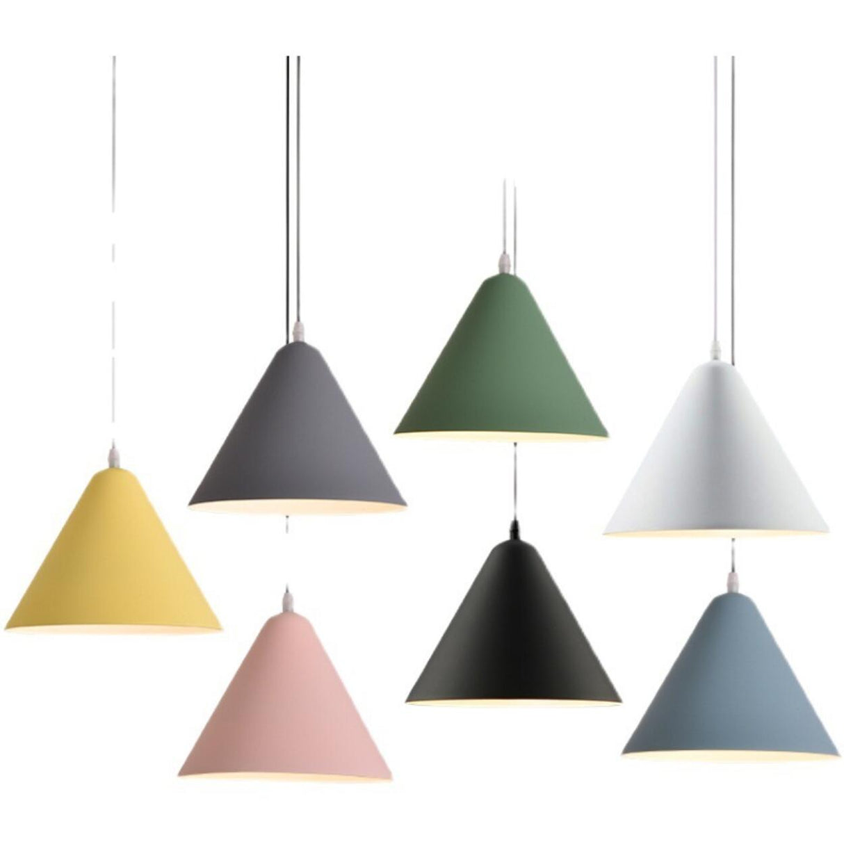 Minimalist Colorful Cone Aluminum Pendant Light Image - 5