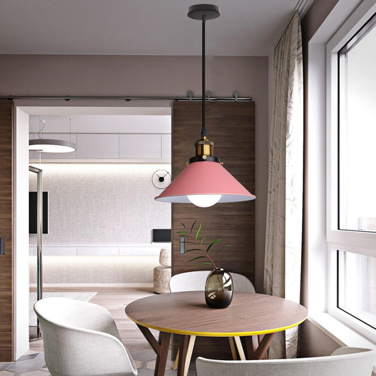 Minimalist Colorful Cone Iron Dining Room Pendant Light Image - 14