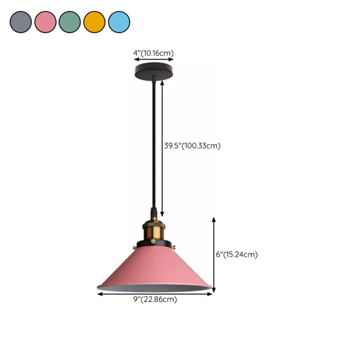 Minimalist Colorful Cone Iron Dining Room Pendant Light